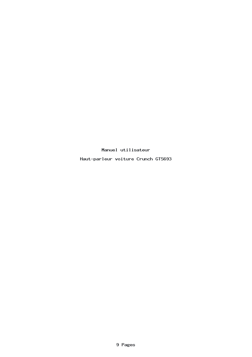 Page 1 de la notice Manuel utilisateur Crunch GTS693