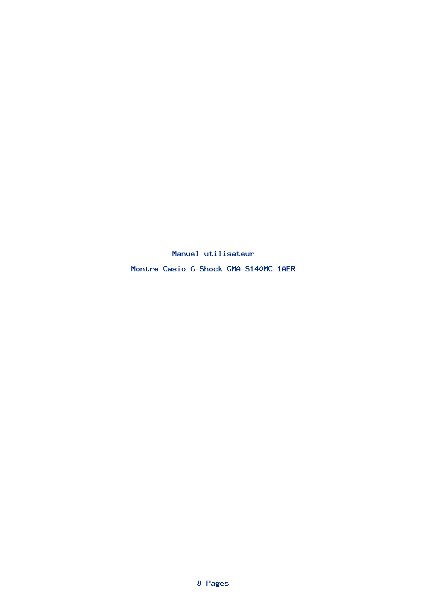 Page 1 de la notice Manuel utilisateur Casio G-Shock GMA-S140MC-1AER