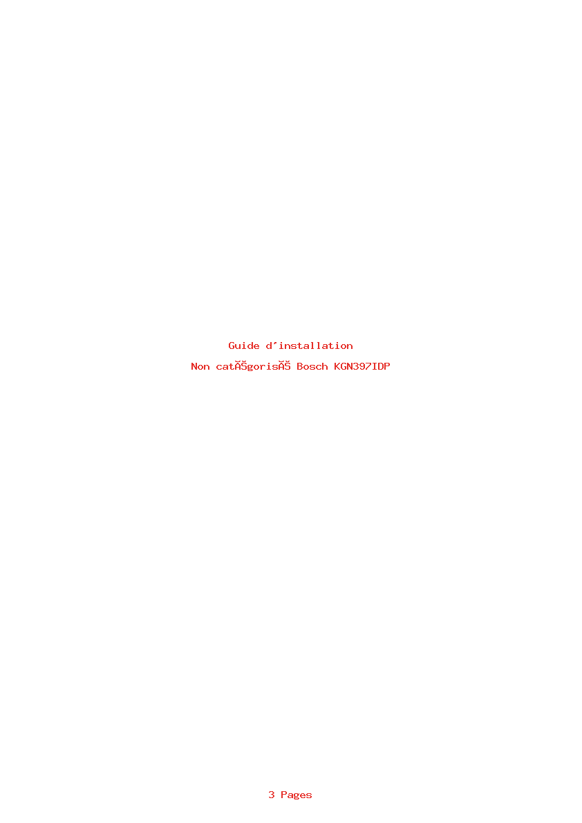Page 1 de la notice Guide d'installation Bosch KGN397IDP