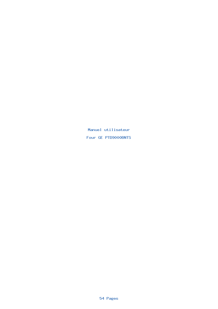 Page 1 de la notice Manuel utilisateur GE PTD9000BNTS