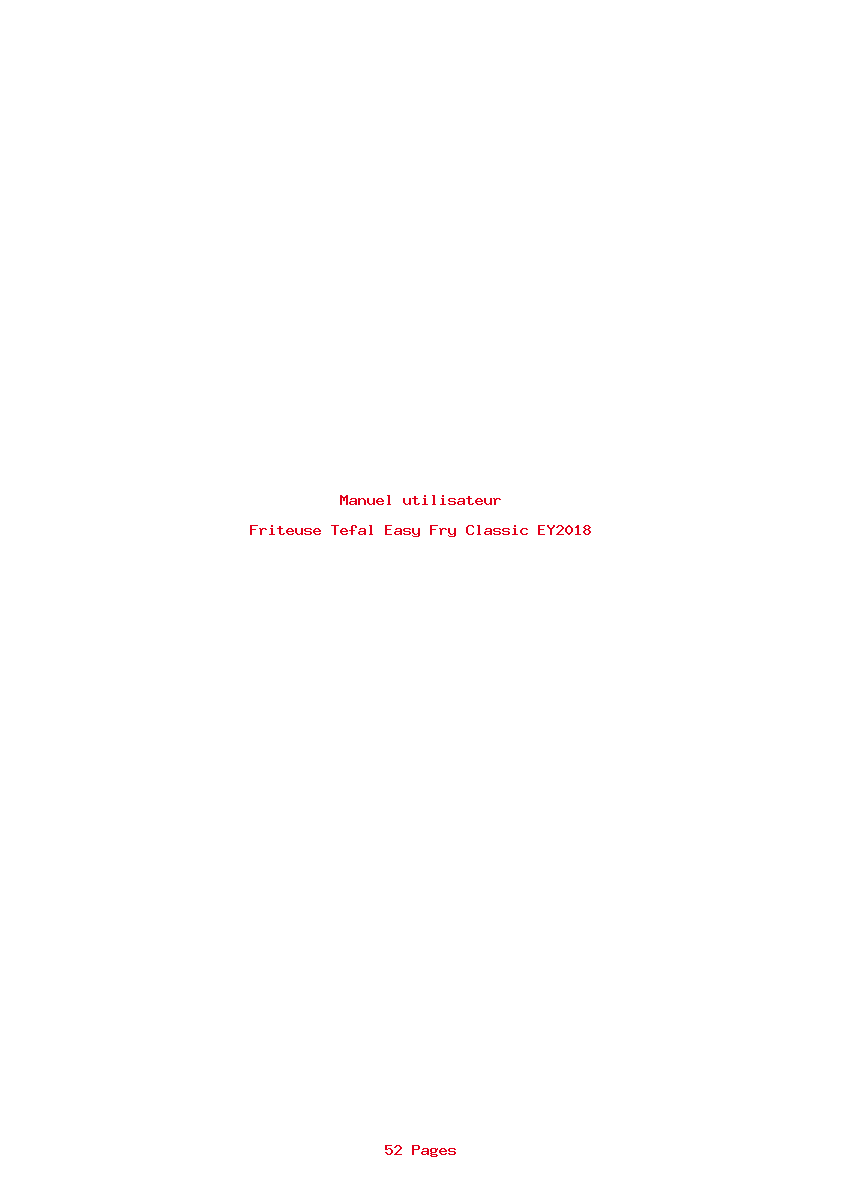 Page 1 de la notice Manuel utilisateur Tefal Easy Fry Classic EY2018