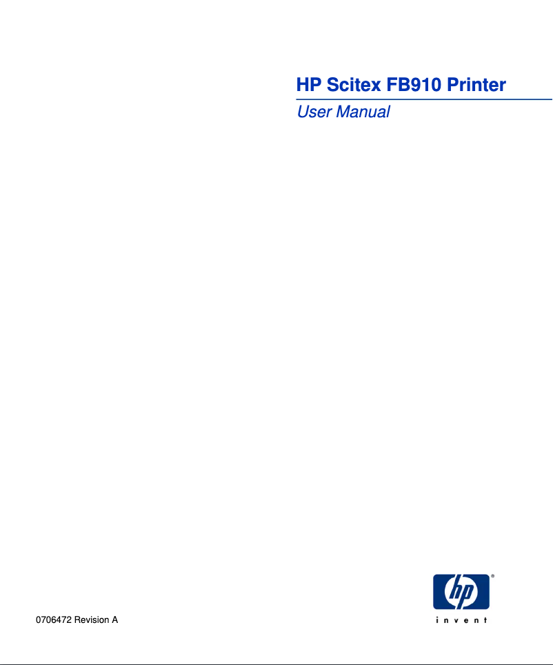 Page n°1 - Manuel utilisateur HP Scitex FB910
