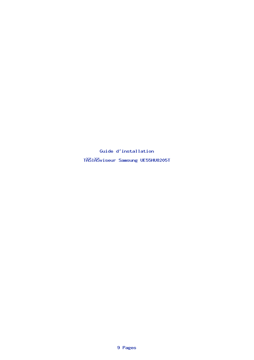 Page 1 de la notice Guide d'installation Samsung UE55HU8205T