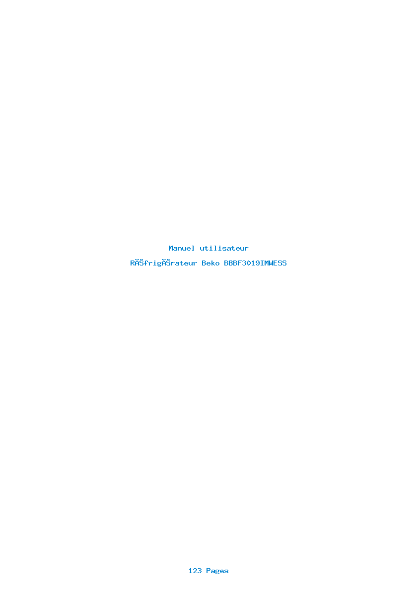 Page 1 de la notice Manuel utilisateur Beko BBBF3019IMWESS