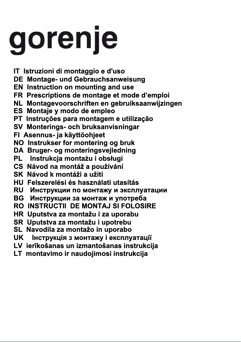 Page 1 de la notice Manuel utilisateur Gorenje DK6315X