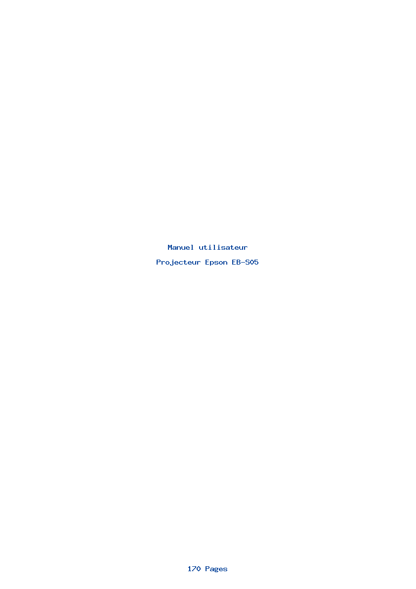 Page 1 de la notice Manuel utilisateur Epson EB-S05