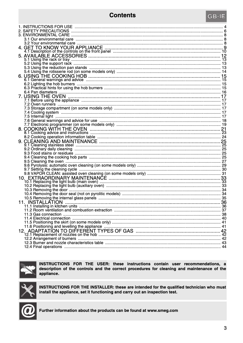 Page 1 de la notice Manuel utilisateur Smeg C92GMX8