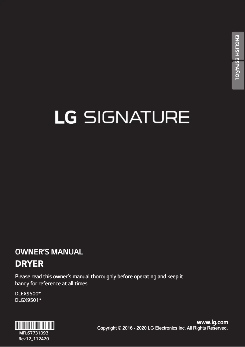 Page 1 de la notice Manuel utilisateur LG DLGX9501K