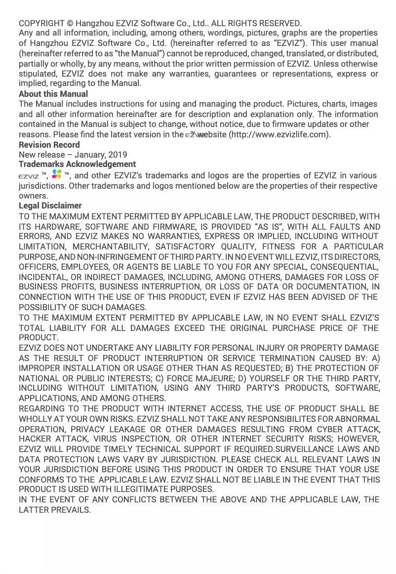 Page 1 de la notice Manuel utilisateur EZVIZ L2