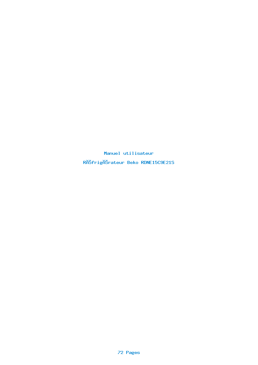 Page 1 de la notice Manuel utilisateur Beko RDNE15C9E21S