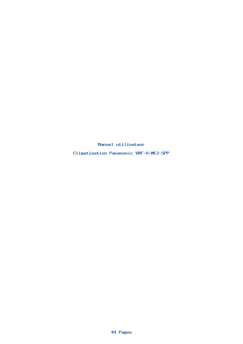 Page 1 de la notice Manuel utilisateur Panasonic VRF-U-ME2-SPP