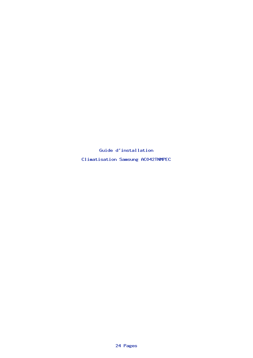 Page 1 de la notice Guide d'installation Samsung AC042TNMPEC