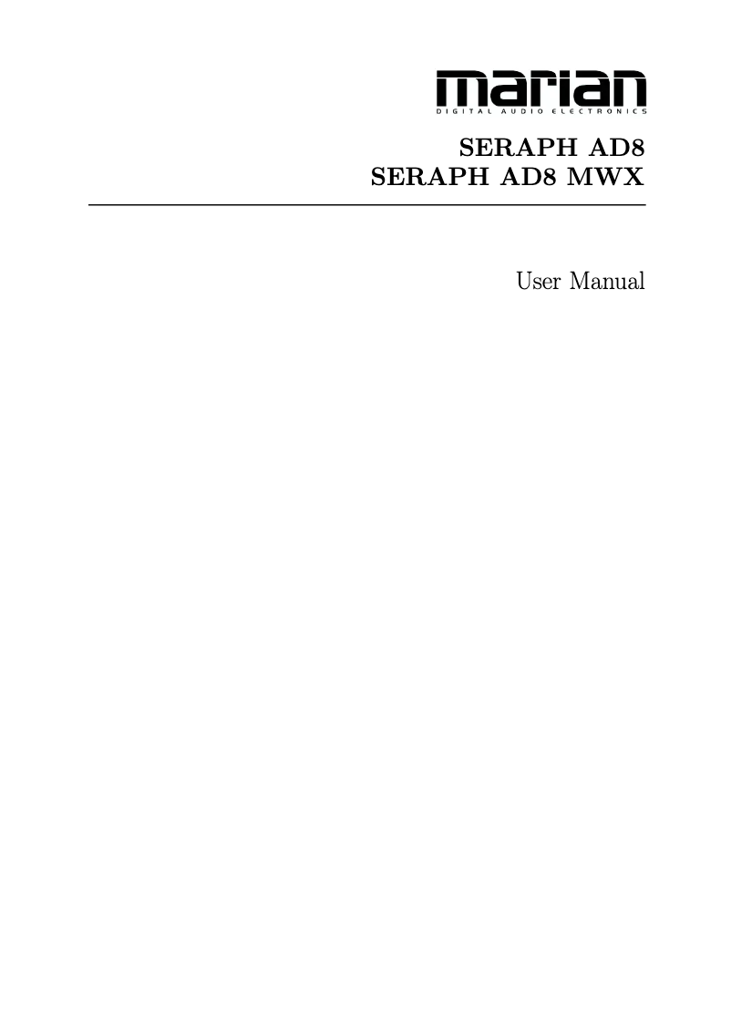 Page 1 de la notice Manuel utilisateur Marian SERAPH AD8