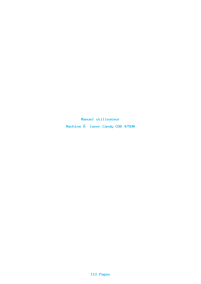 Page 1 de la notice Manuel utilisateur Candy CDB 475DN