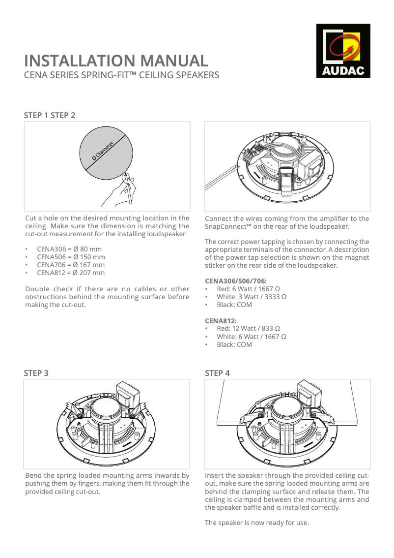 Page 1 of the manual User Manual Audac CENA506
