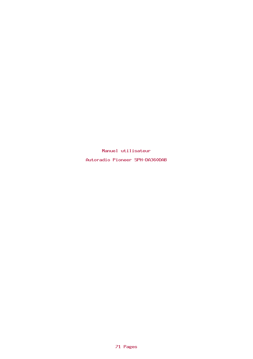 Page 1 de la notice Manuel utilisateur Pioneer SPH-DA360DAB