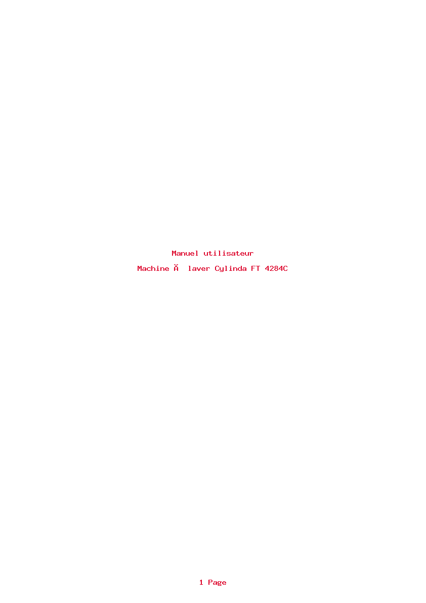 Page 1 de la notice Manuel utilisateur Cylinda FT 4284C