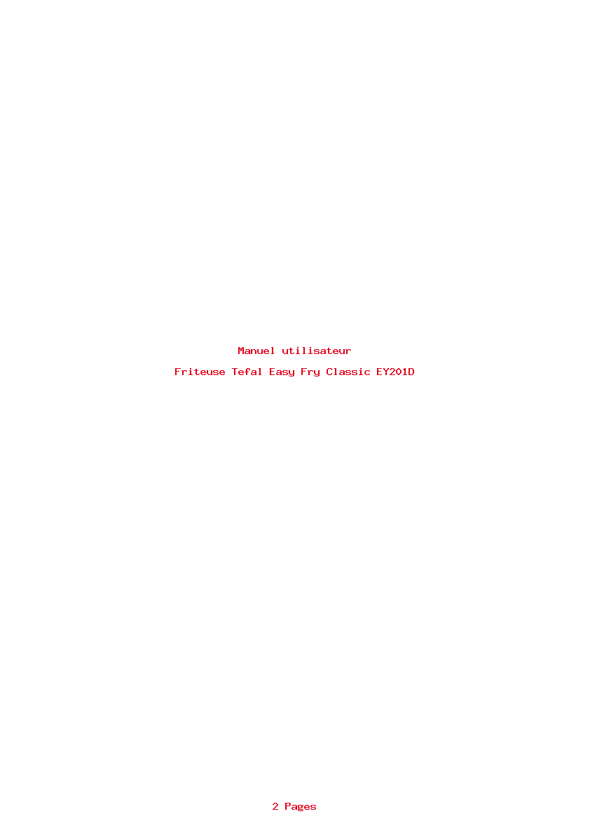 Page 1 de la notice Manuel utilisateur Tefal Easy Fry Classic EY201D