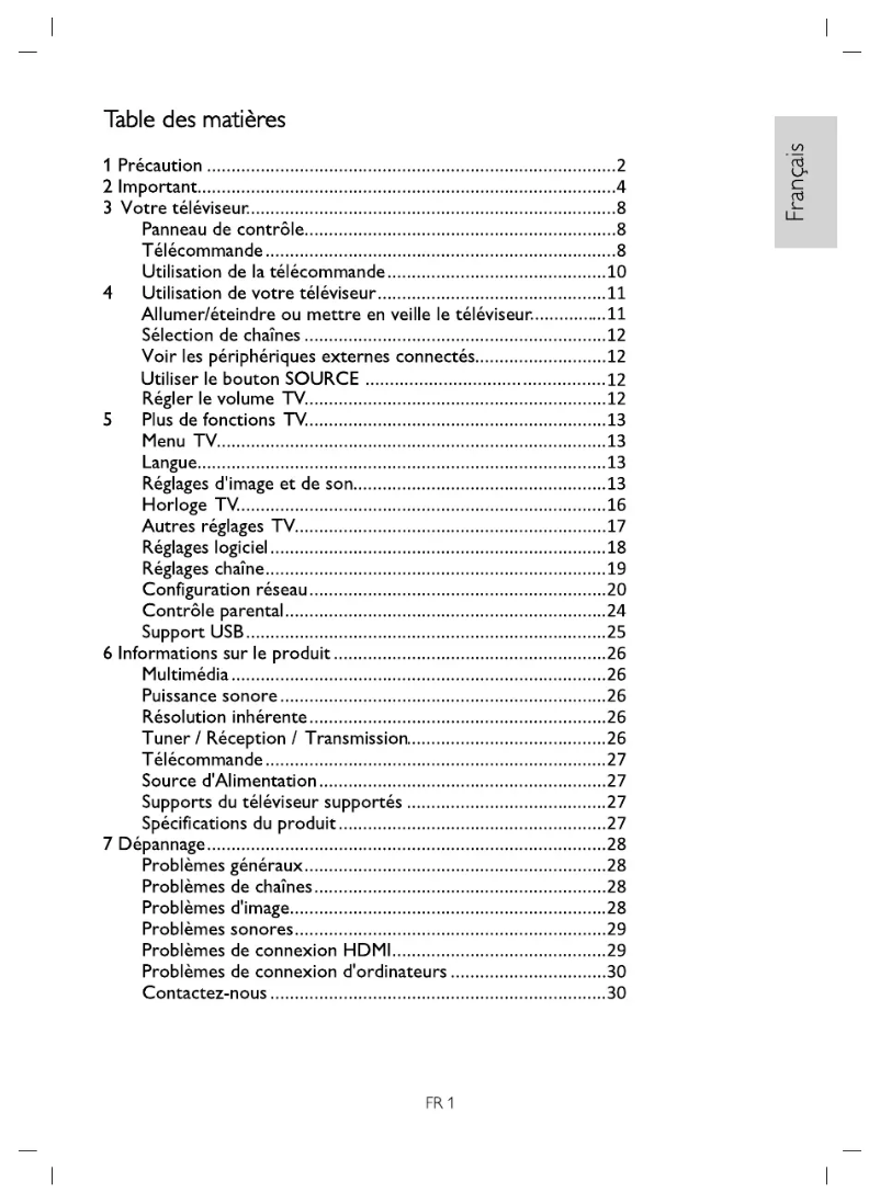 Page 1 de la notice Manuel utilisateur Philips 43PFT6110