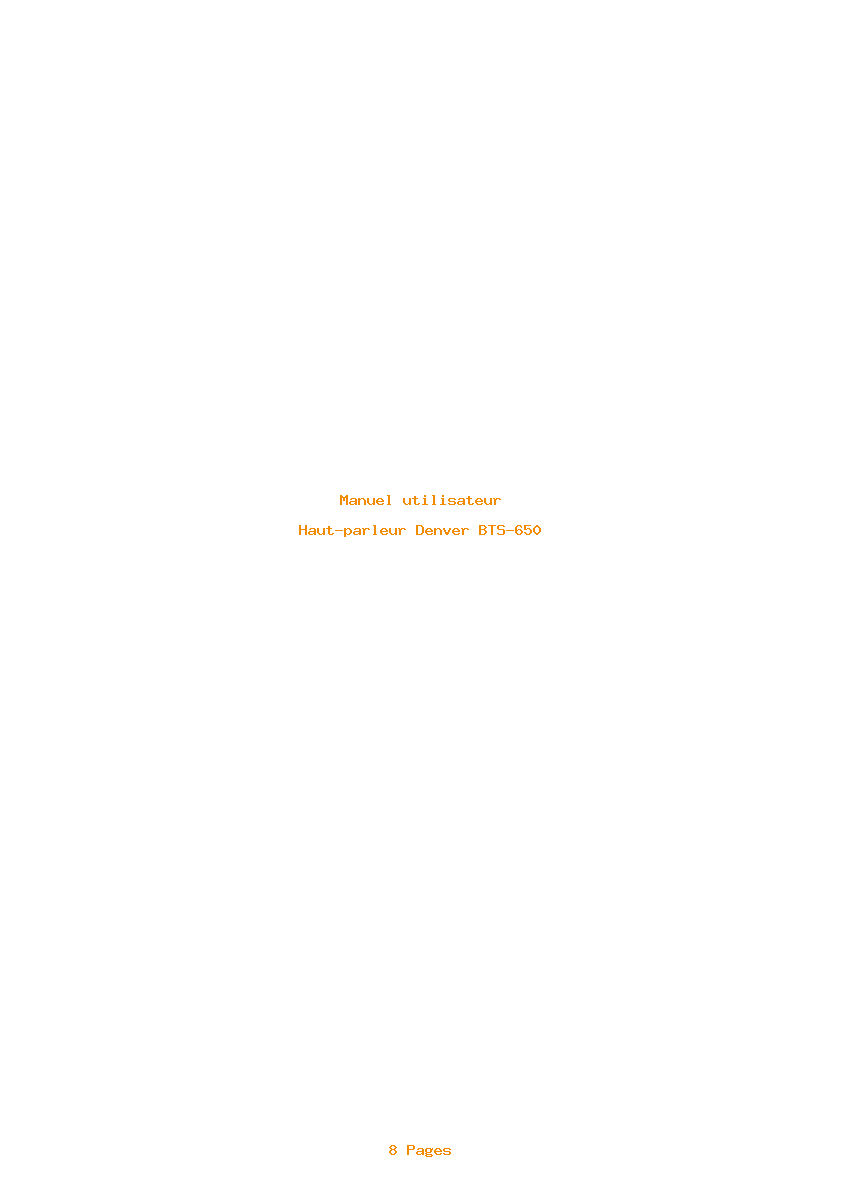 Page 1 de la notice Manuel utilisateur Denver BTS-650