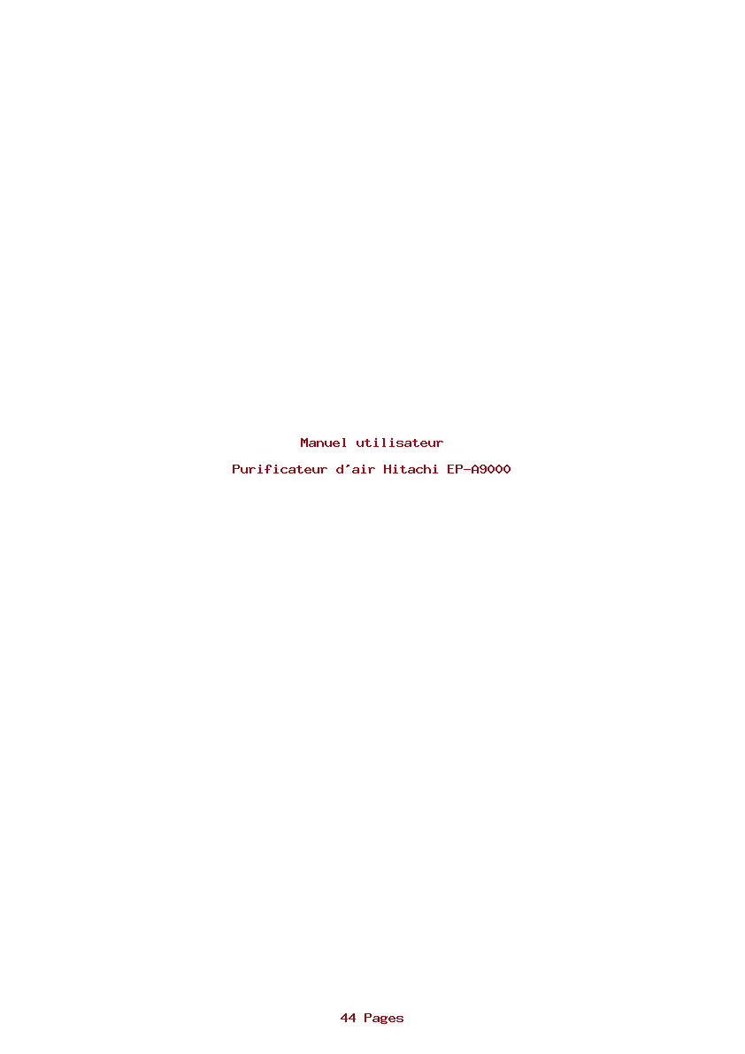Page 1 de la notice Manuel utilisateur Hitachi EP-A9000