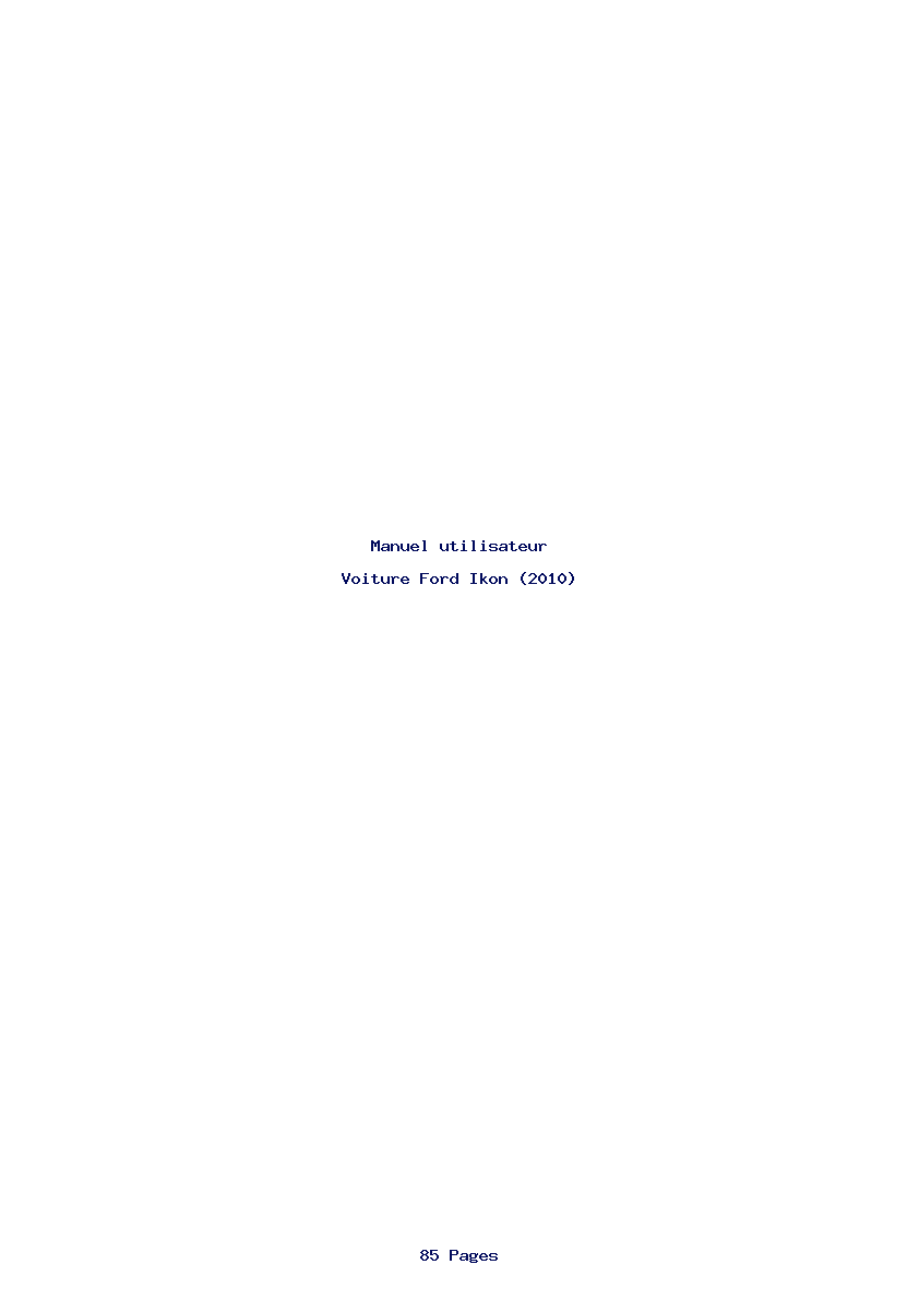 Page 1 de la notice Manuel utilisateur Ford Ikon (2010)