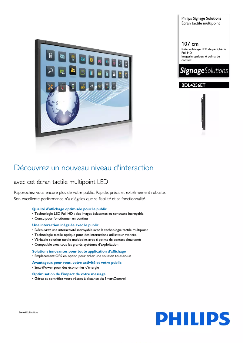 Page 1 of the manual Technical Sheet Philips BDL4256ET
