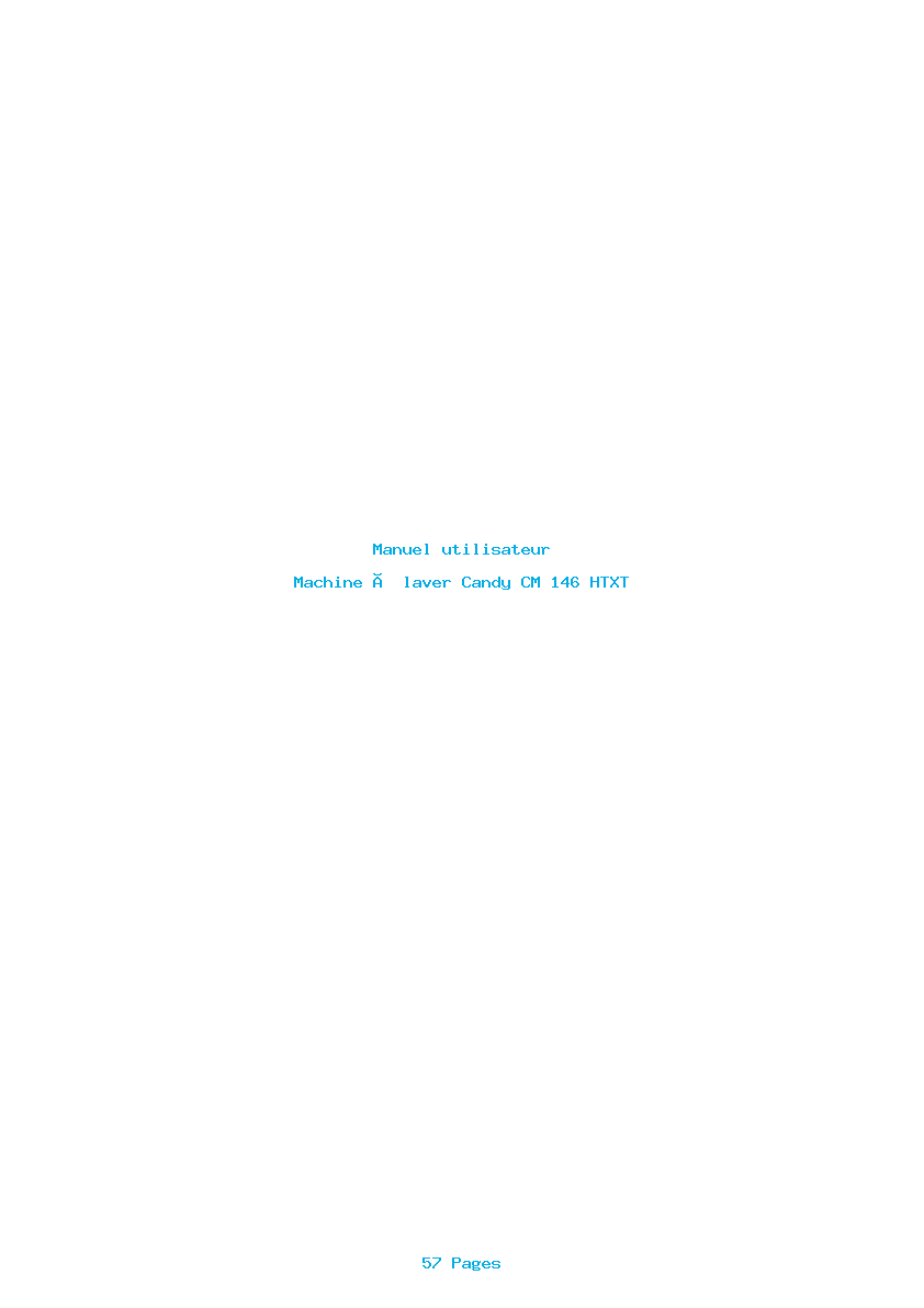Page 1 de la notice Manuel utilisateur Candy CM 146 HTXT