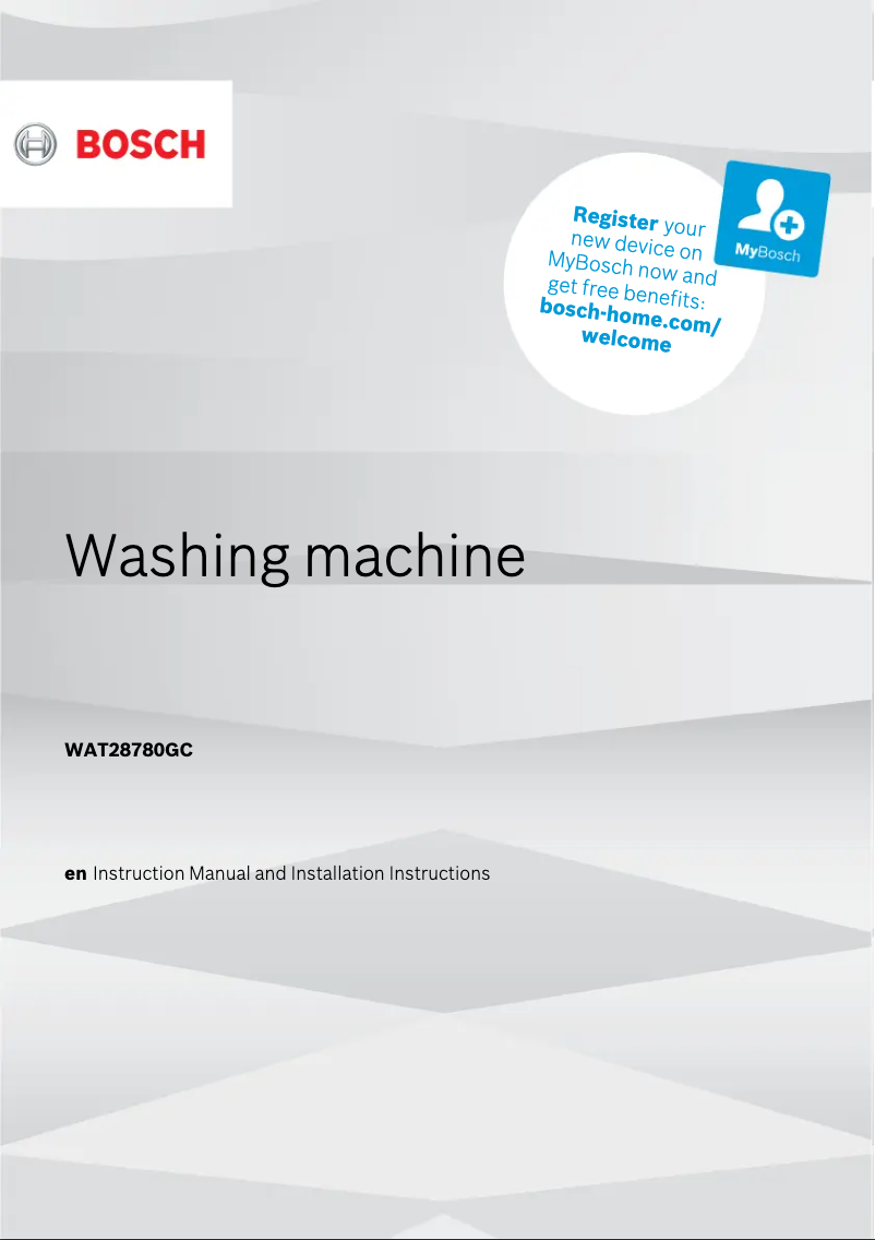 Page 1 of the manual Installation Guide Bosch WAT28780GC