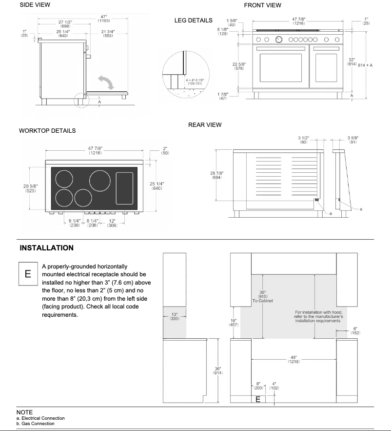 Page 1 de la notice Guide d'installation Bertazzoni PRO486IGFEPCAT