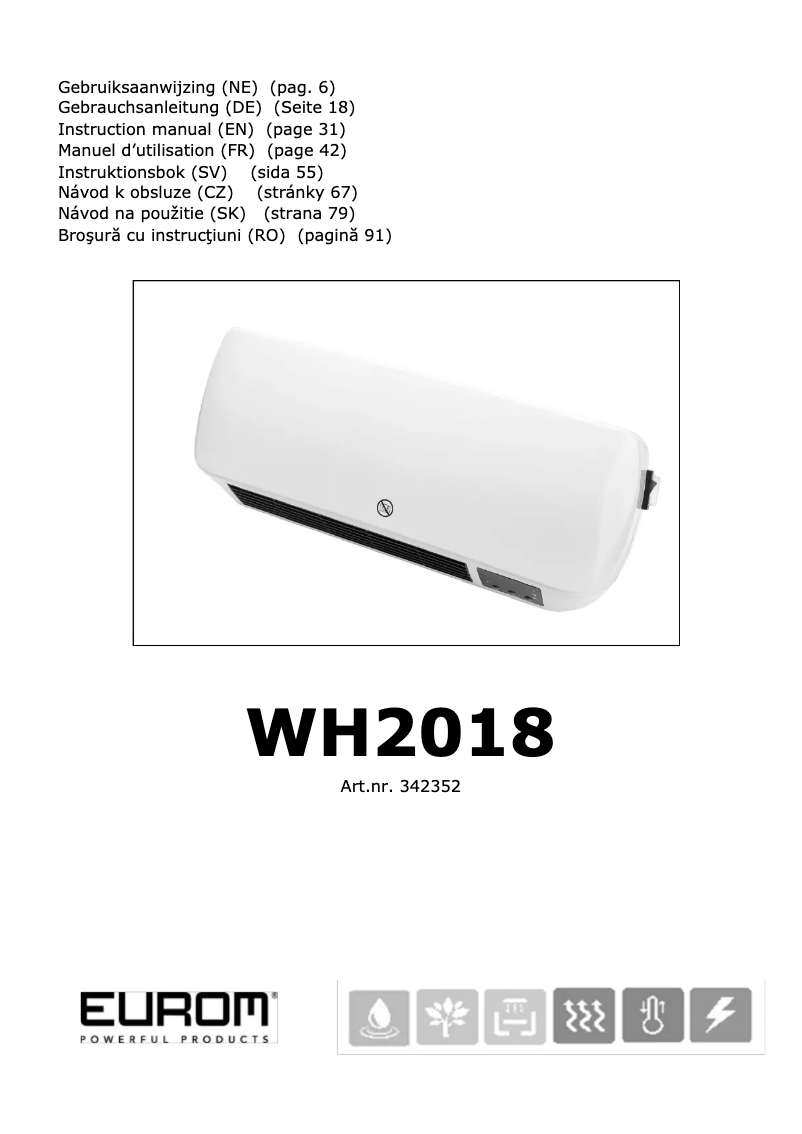Page 1 of the manual User Manual Eurom WH2018