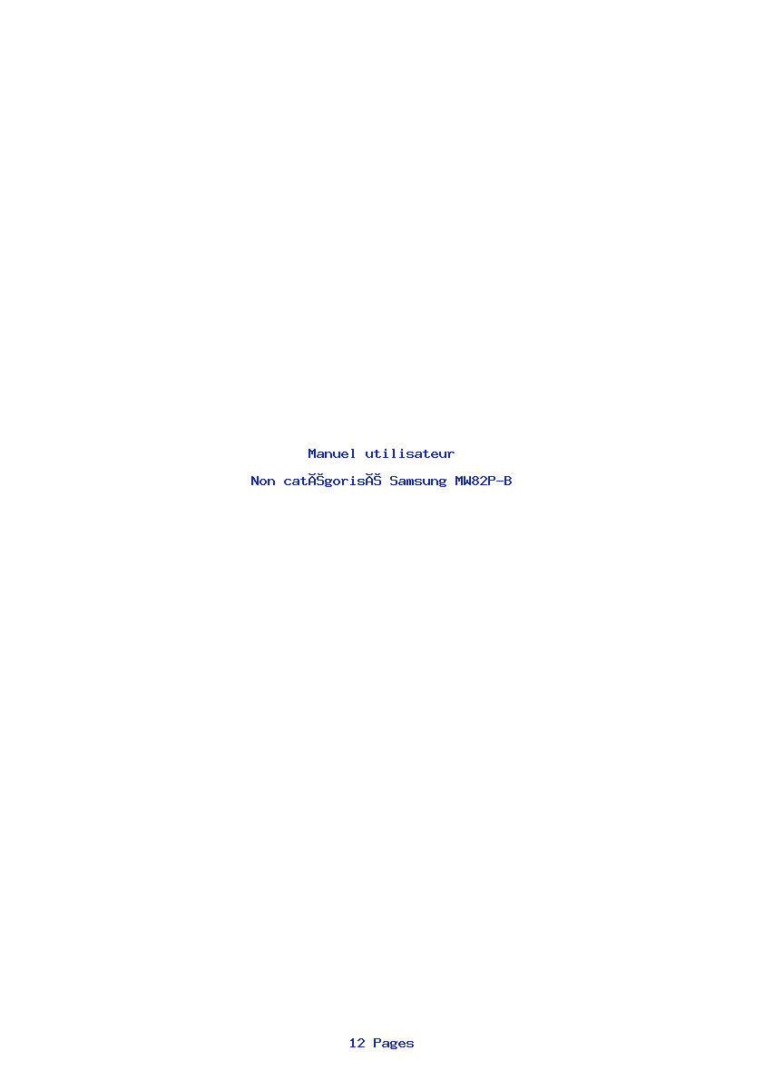 Page 1 de la notice Manuel utilisateur Samsung MW82P-B