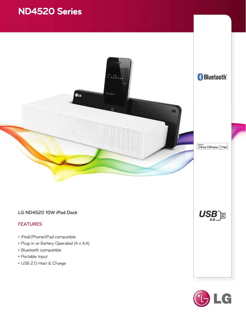 Page 1 de la notice Fiche technique LG ND4520