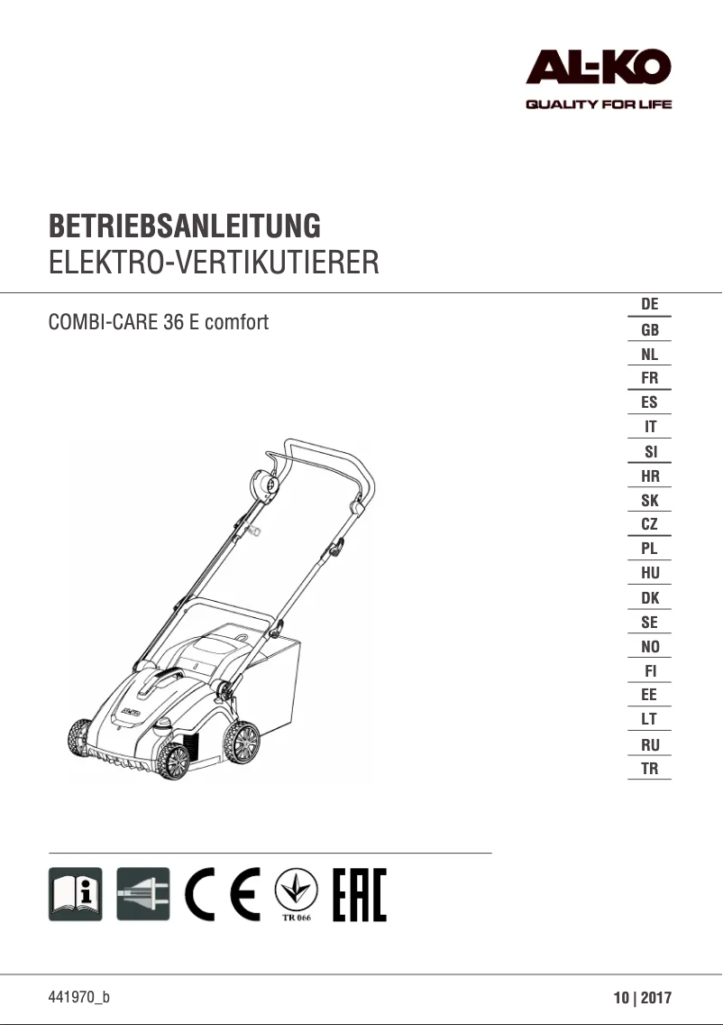 Page 1 de la notice Manuel utilisateur AL-KO Combi Care 36 E Comfort