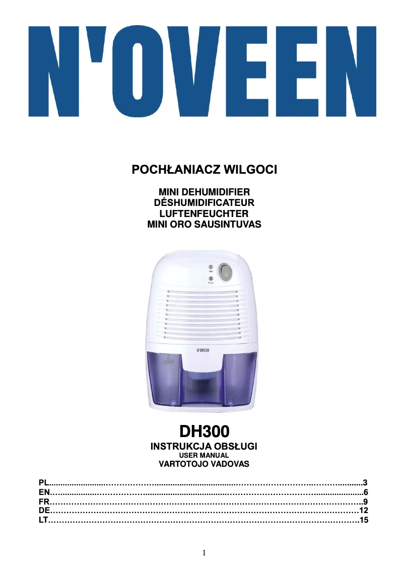 Page 1 de la notice Manuel utilisateur N'oveen DH300
