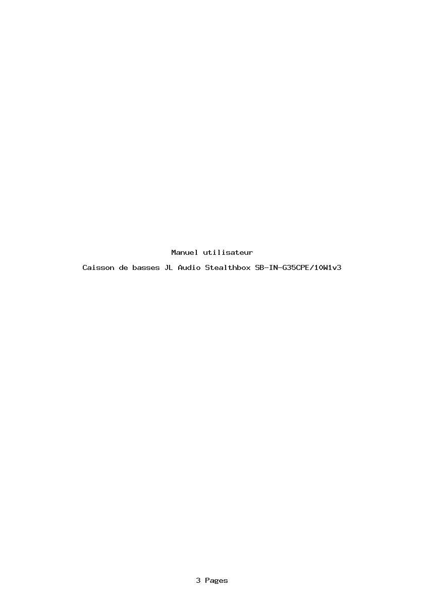 Page 1 de la notice Manuel utilisateur JL Audio Stealthbox SB-IN-G35CPE/10W1v3