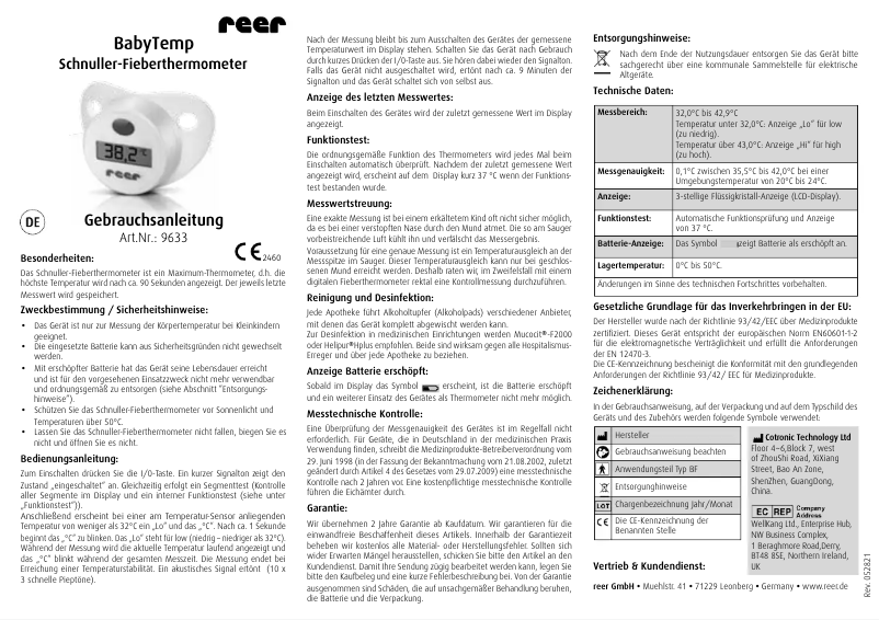 Page 1 de la notice Manuel utilisateur Reer SC 33 TM