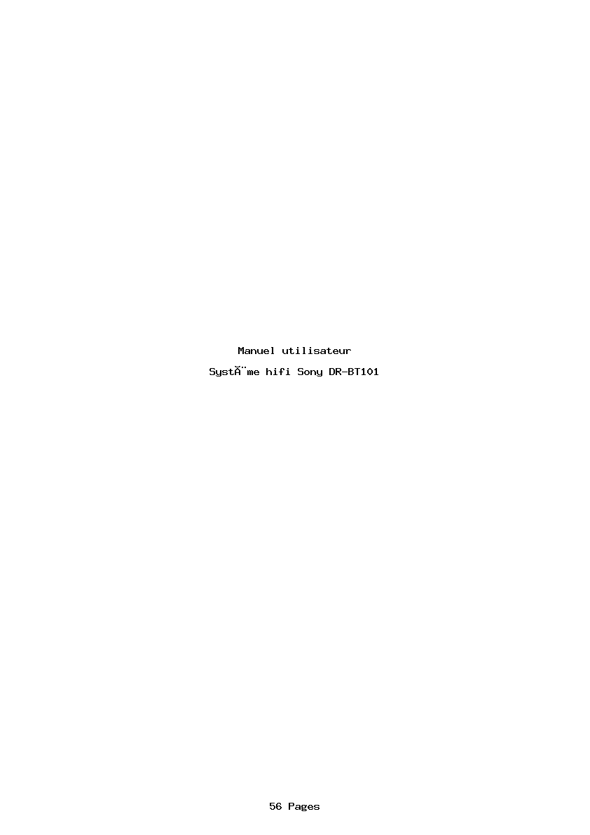 Page 1 de la notice Manuel utilisateur Sony DR-BT101