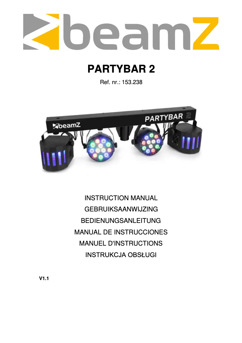 Page 1 de la notice Manuel utilisateur BeamZ PartyBar 2