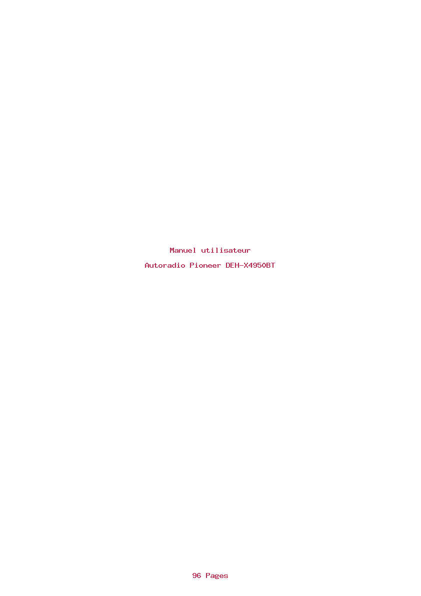 Page 1 de la notice Manuel utilisateur Pioneer DEH-X4950BT