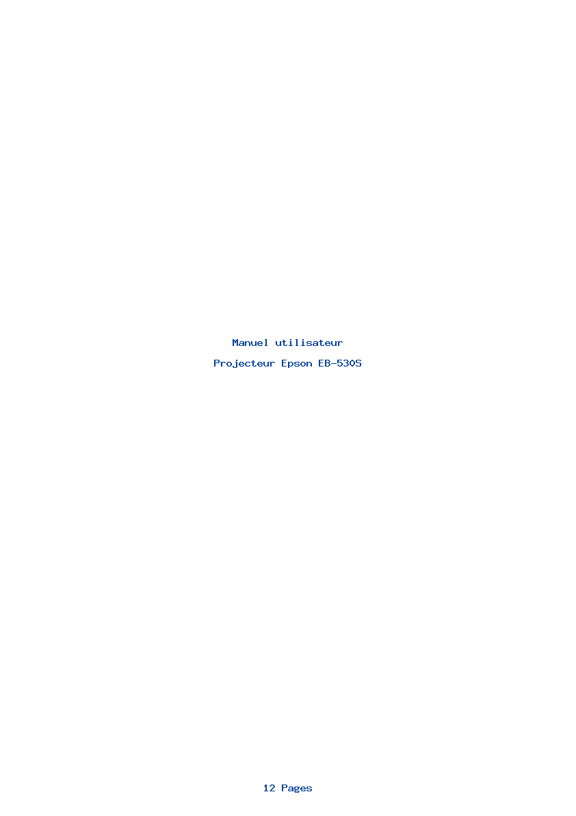 Page 1 de la notice Manuel utilisateur Epson EB-530S