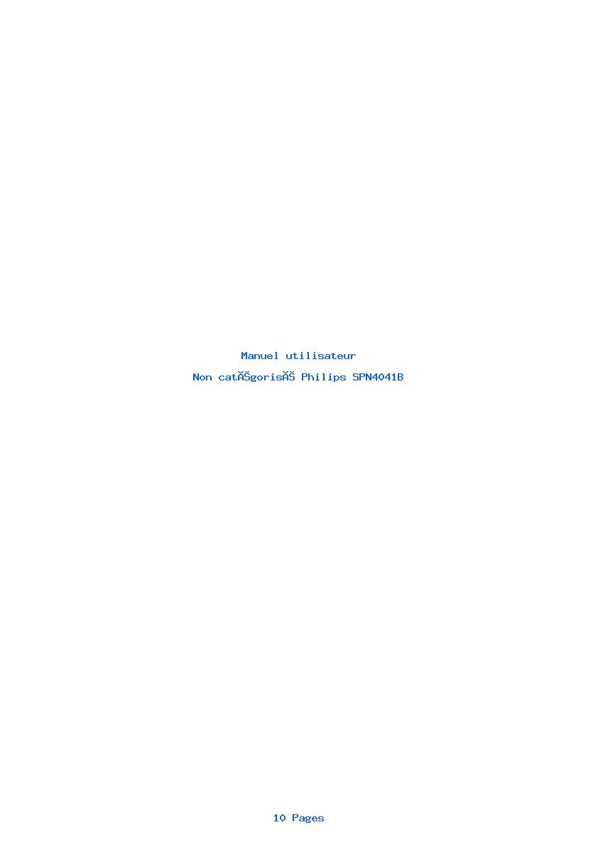 Page 1 de la notice Manuel utilisateur Philips SPN4041B