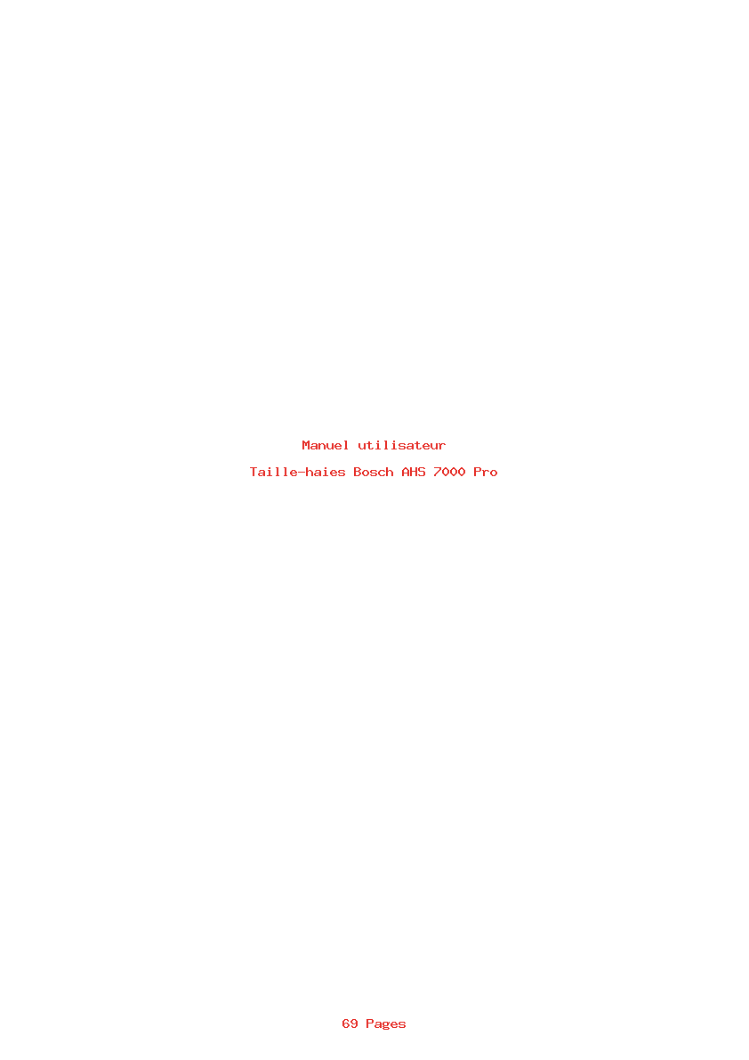 Page 1 de la notice Manuel utilisateur Bosch AHS 7000 Pro