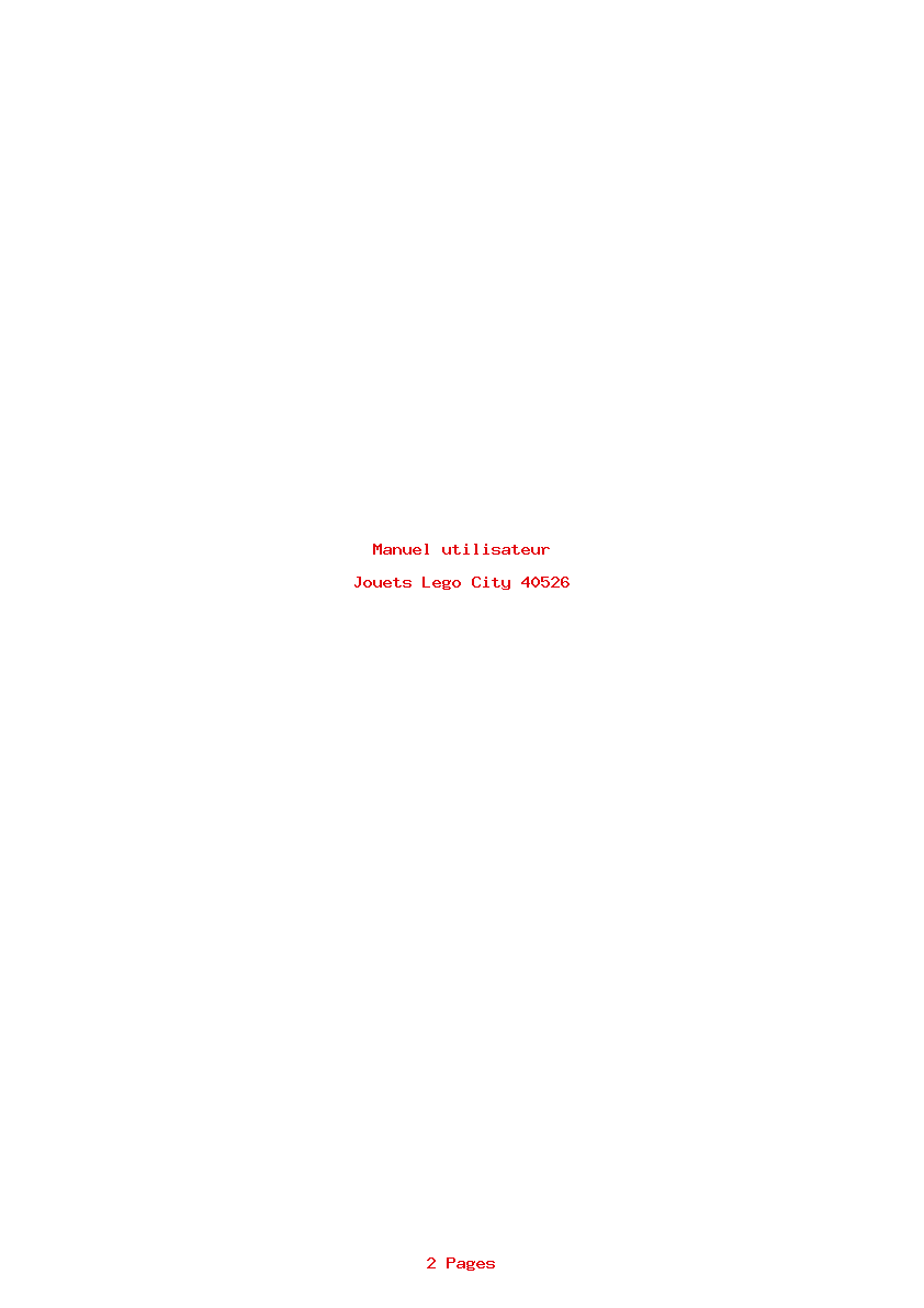 Page 1 de la notice Manuel utilisateur Lego City 40526