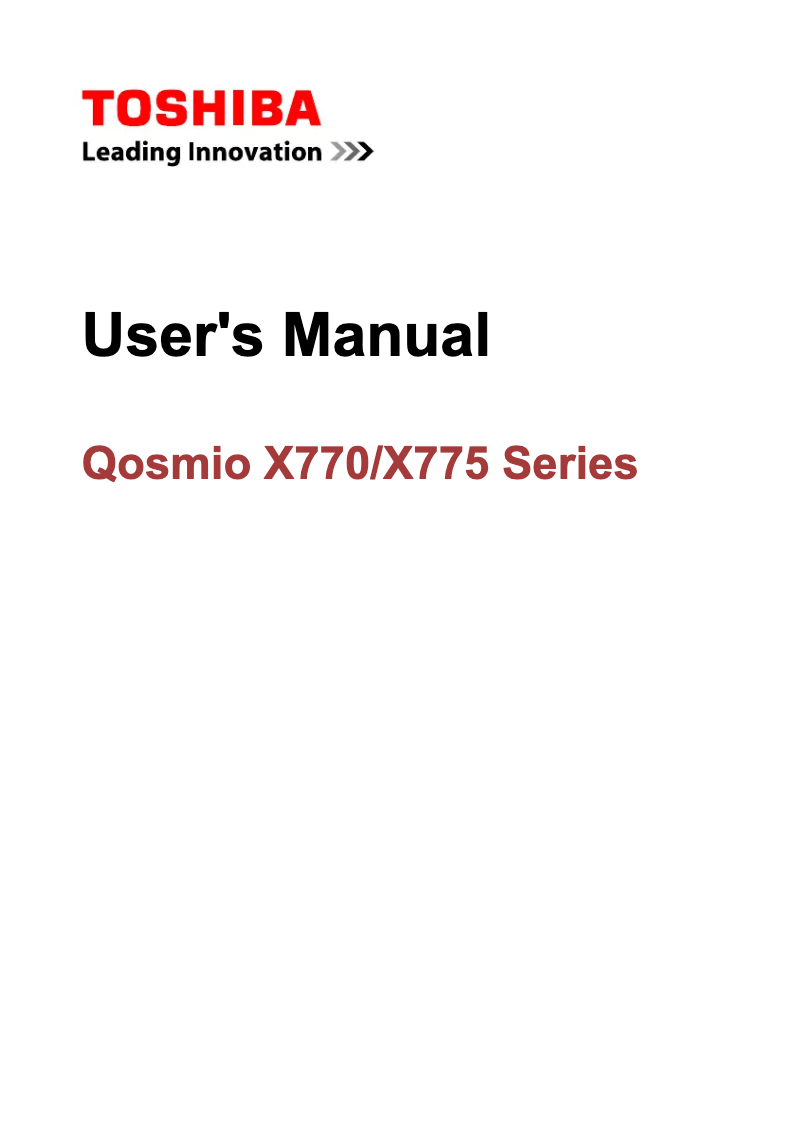 Page 1 de la notice Manuel utilisateur Toshiba Qosmio X775