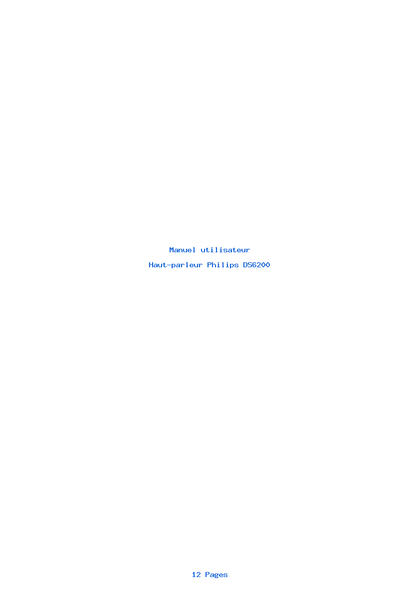 Page 1 de la notice Manuel utilisateur Philips DS6200