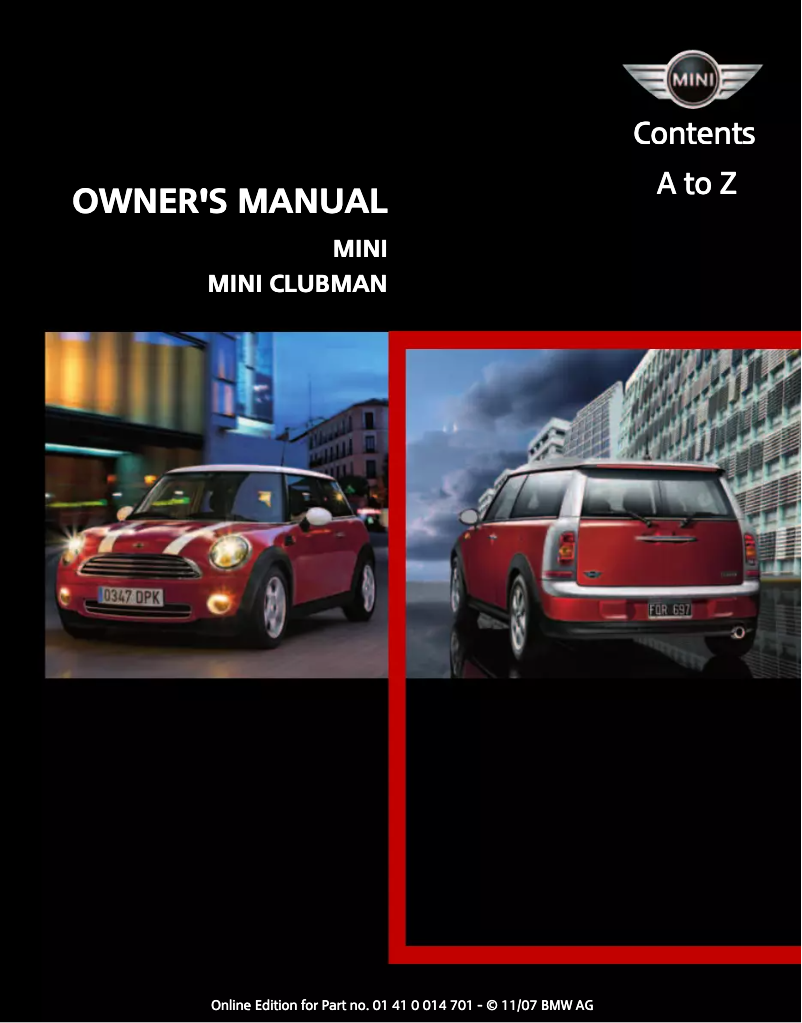 Page 1 de la notice Manuel utilisateur Mini Clubman (2008)