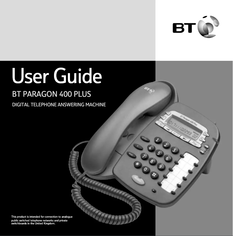 Page 1 de la notice Manuel utilisateur BT Paragon 400 Plus