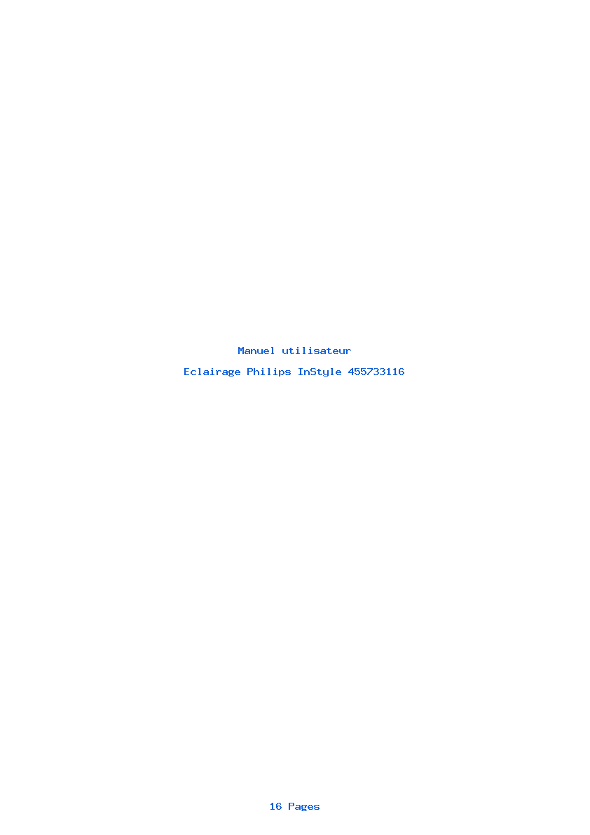 Page 1 de la notice Manuel utilisateur Philips InStyle 455733116