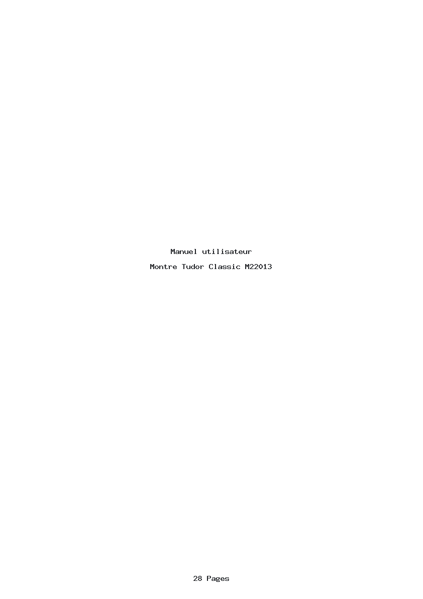 Page 1 de la notice Manuel utilisateur Tudor Classic M22013